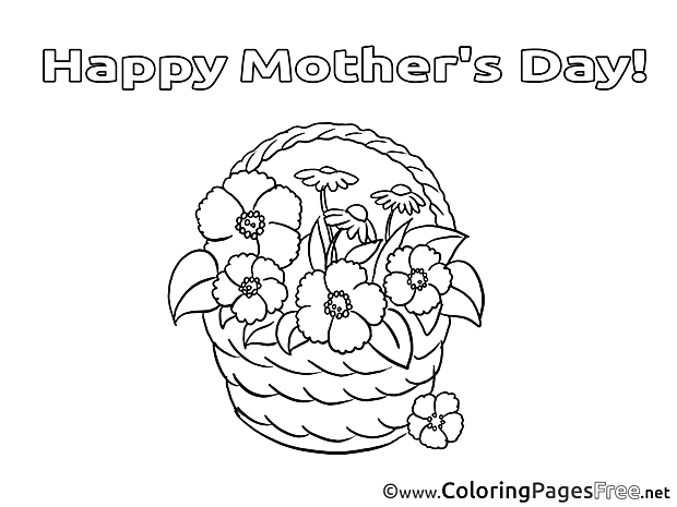 Basket Flowers Kids Mother's Day Coloring Pages