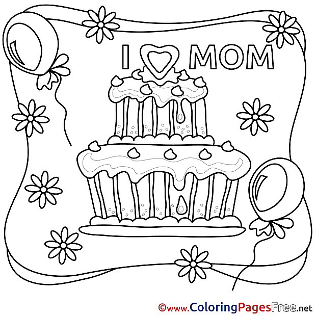 Cake free Colouring Page Mother's Day