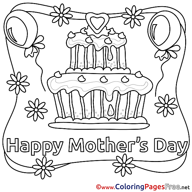 Cake Mother's Day Colouring Sheet free
