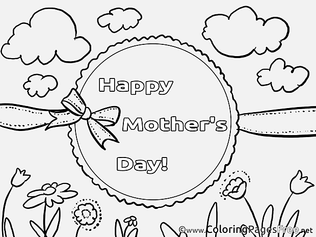 Clouds Flowers free Colouring Page Mother's Day