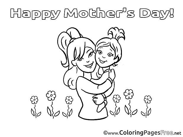 Daughter Flowers Mom Coloring Sheets Mother's Day free