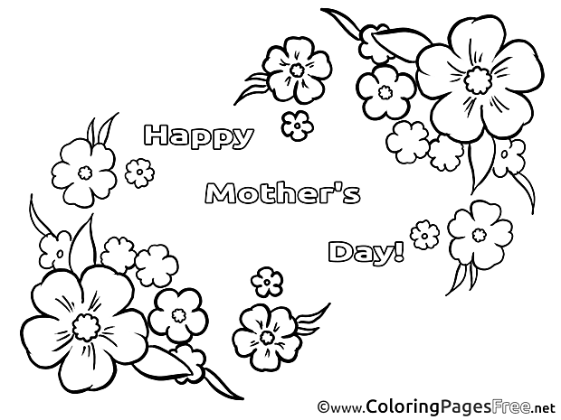 Felicitation Flowers Mother's Day Colouring Sheet free