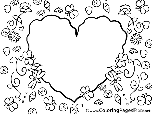 Flowers Heart Mother's Day Coloring Pages download