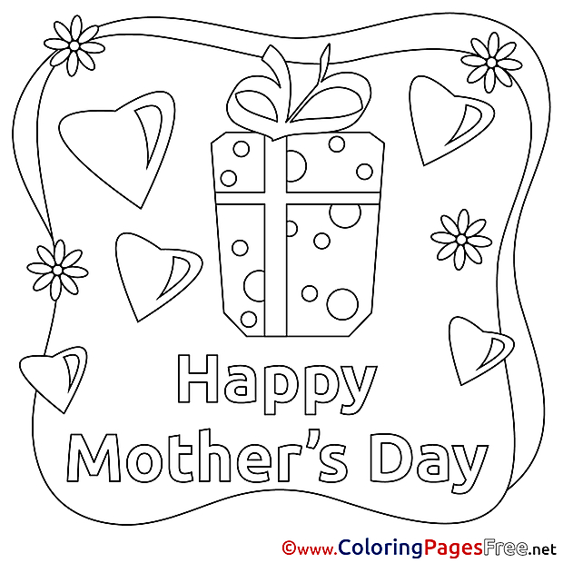 Gift Hearts Colouring Page Mother's Day free