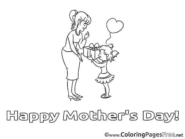 Gift Mother's Day Coloring Pages free