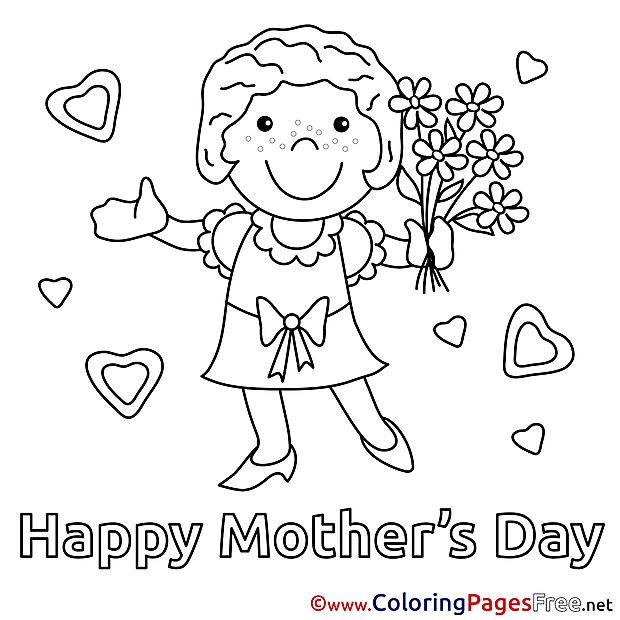 Girl  Felicitation free Mother's Day Coloring Sheets