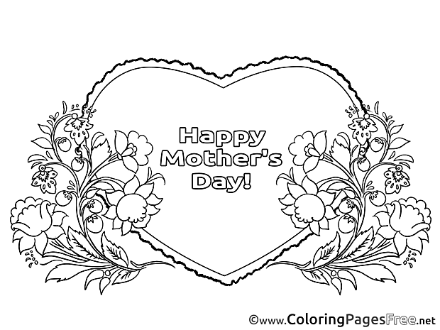Heart Kids Mother's Day Holiday Coloring Page