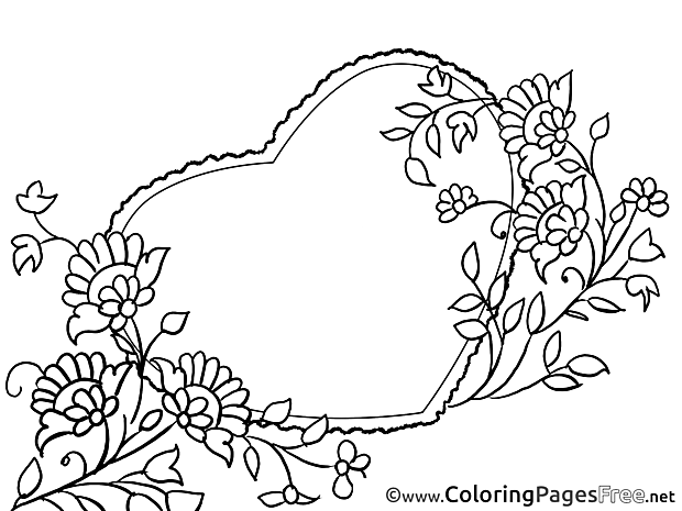 Holiday Heart Colouring Sheet download Mother's Day