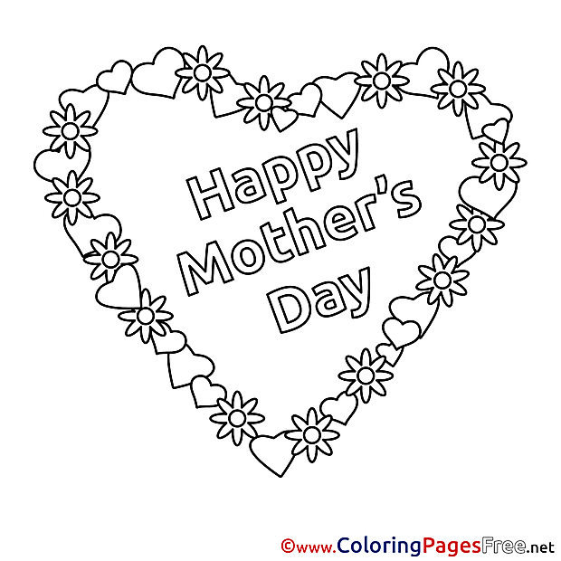 Holiday Heart Flowers Mother's Day free Coloring Pages