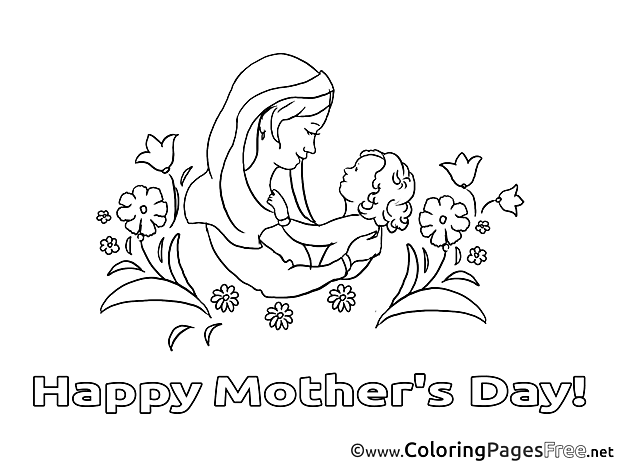 Infant Colouring Page Mother's Day free