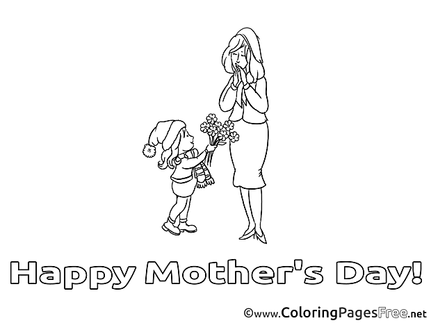 Kid Flowers Colouring Page Mother's Day free