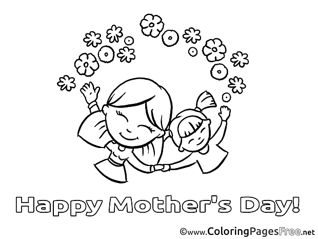 Kids Flowers Mother's Day Colouring Page