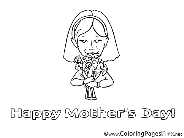 Mom Flowers Children Mother's Day Colouring Page