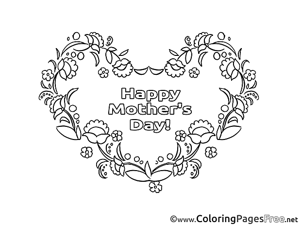 Mother's Day Heart Flowers Colouring Sheet free