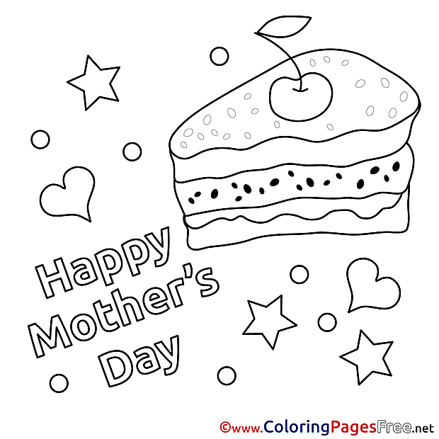 Piece of Cake Children Mother's Day Colouring Page