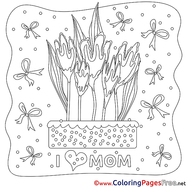 Ribbons Flowers Mother's Day Coloring Pages download
