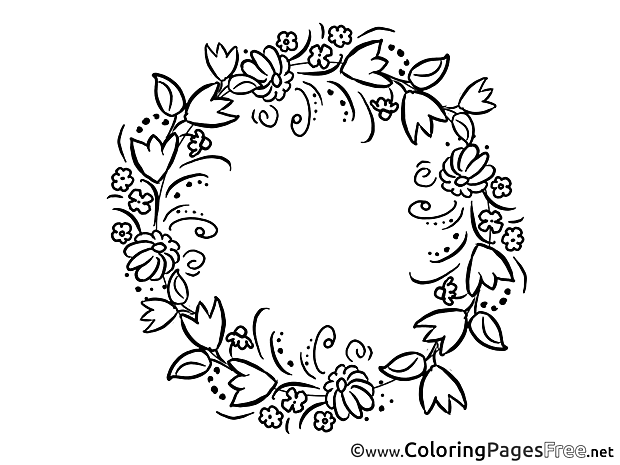Wreath Felicitation free Mother's Day Coloring Sheets