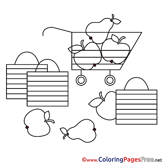 Supermarket Fruits Kids free Coloring Page