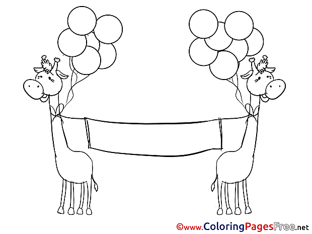 Giraffes Banner Office Colouring Sheet download free