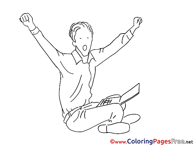 Laptop Man for Kids printable Office Colouring Page