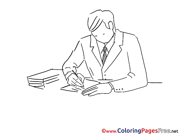 Office Worker free printable Coloring Sheets