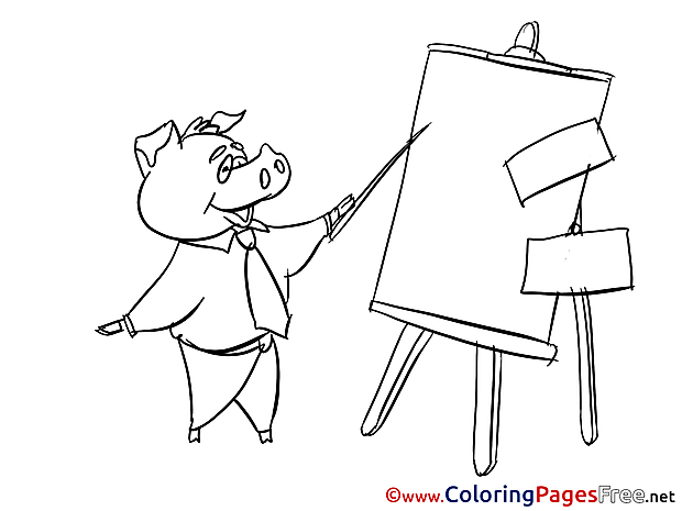 Piggy Office for free Coloring Pages download