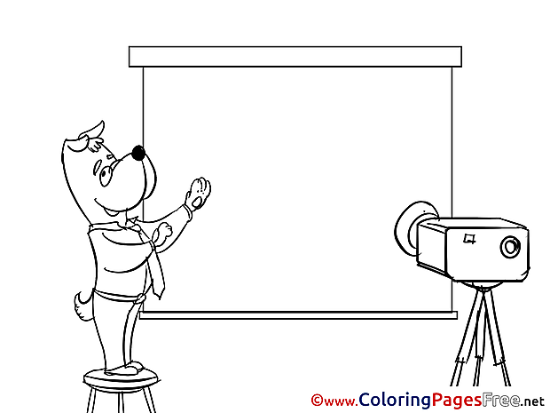 Projector Dog printable Office Coloring Sheets download