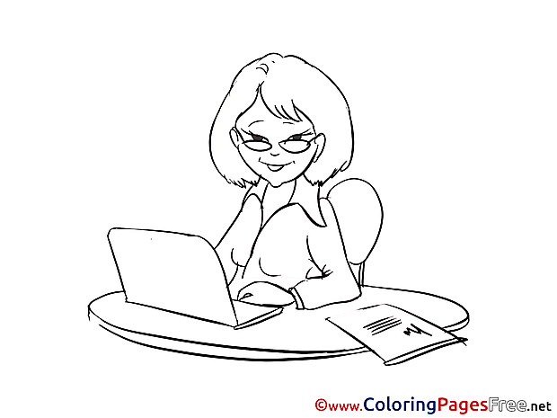Secretary Children download Office Colouring Page