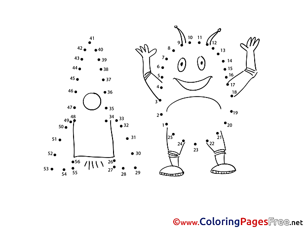 Alien Rocket Painting by Number Coloring Pages free