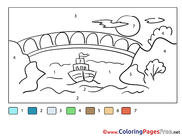 Bridge River Colouring Sheet Painting by Number
