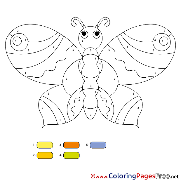 Butterfly Painting by Number Coloring Pages download