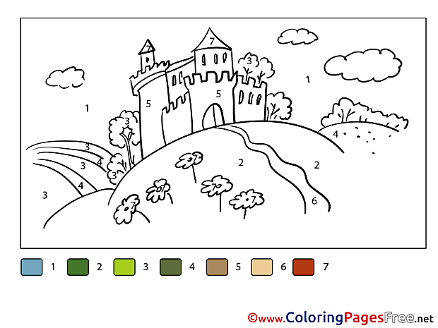 Castle Coloring Sheets Painting by Number free