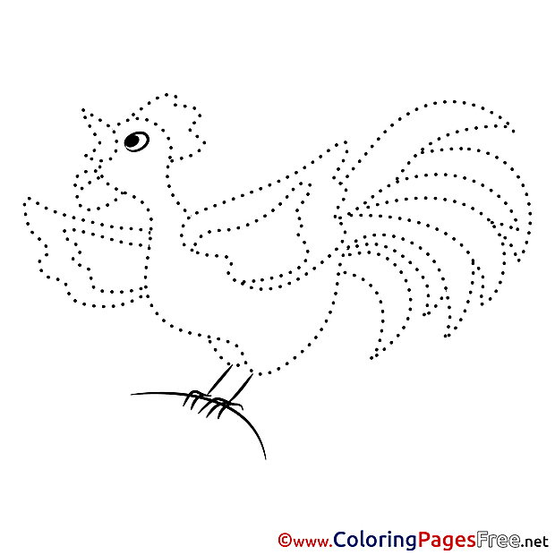 Chicken free Painting by Number Coloring Sheets
