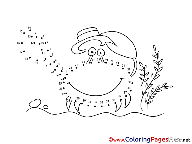 Crab Kids Painting by Number Coloring Page