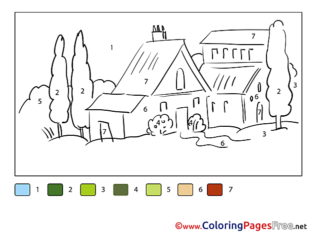 House Painting by Number free Coloring Pages