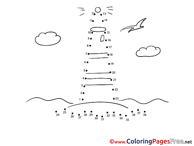 Lighthouse  Painting by Number Coloring Pages