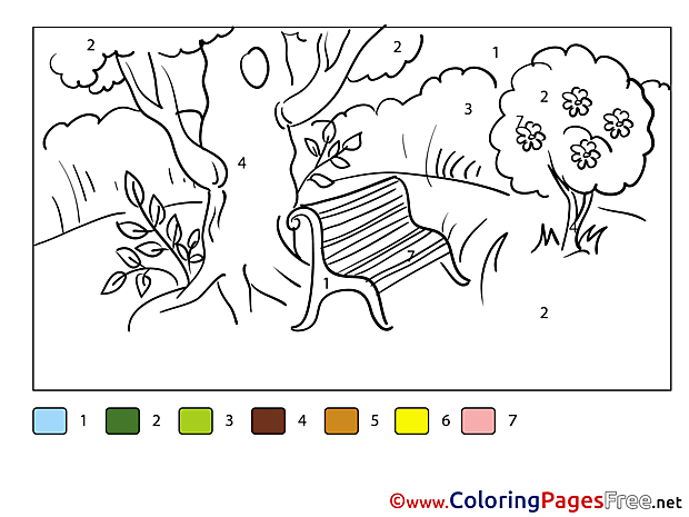 Park Painting by Number Coloring Pages download