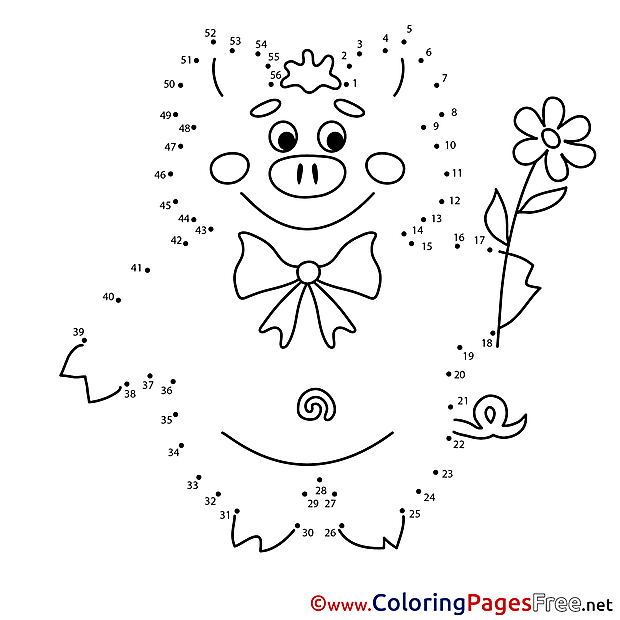 Pig Painting by Number free Coloring Pages