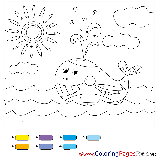 Sea Whale Colouring Page Painting by Number free