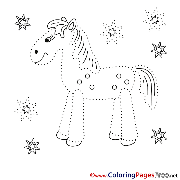Stallion Children Painting by Number Colouring Page