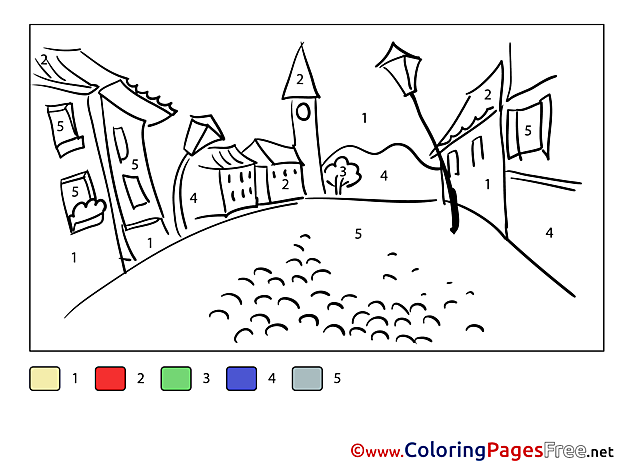 Street printable Painting by Number Coloring Sheets