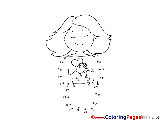 Woman Painting by Number free Coloring Pages