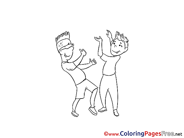 Boys Dancing for free Coloring Pages download