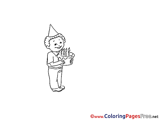 Cake Boy Party printable Coloring Pages for free