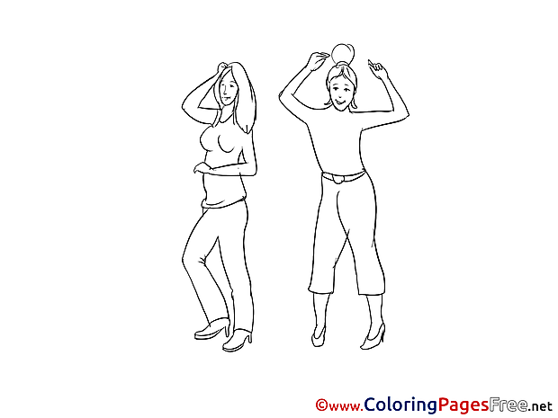 Dancers free Party Colouring Page download