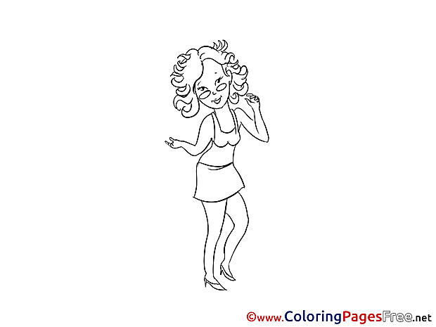 Girl Dancing download printable Coloring Pages