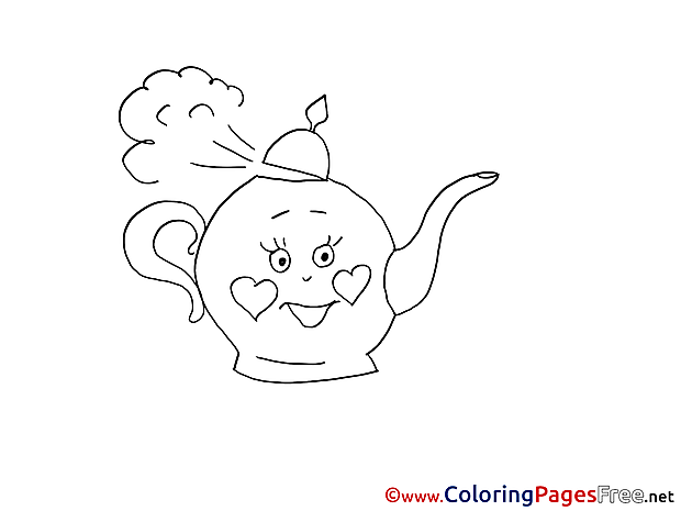 Kettle Colouring Page printable free Cup