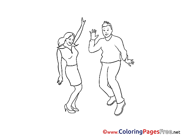 Party Dance Children Coloring Pages free