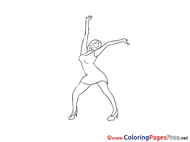 Woman Dance Colouring Page printable free