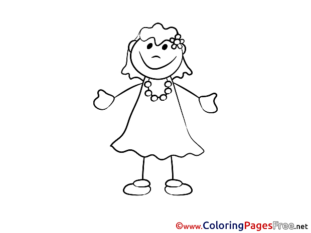 Beautiful Girl Colouring Sheet download free